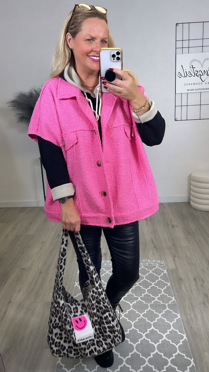 Bouclé Weste Oversized Pink Art. 6474
