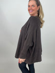 Pullover Oversized Fledermausärmel Uni in Mokka
