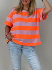 T-Shirt Streifen in Rosa/Orange