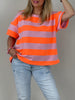 T-Shirt Streifen in Rosa/Orange
