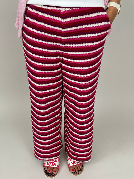 Strickhose Streifen in Beerentönen
