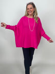Pullover Oversized Fledermausärmel Uni in Pink