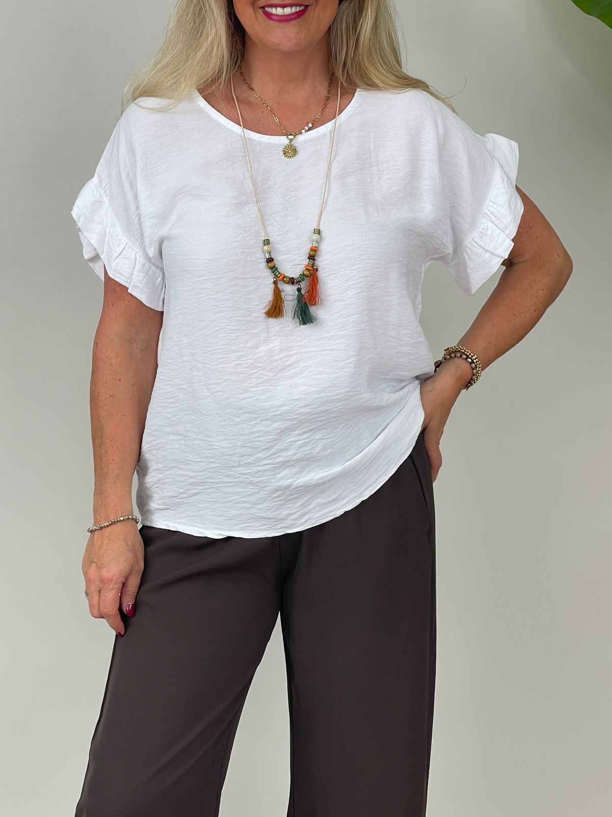 Blusenshirt mit Kette in Weiß