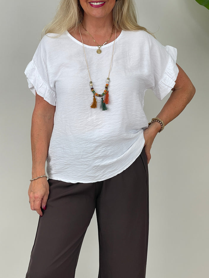 Blusenshirt mit Kette in Weiß
