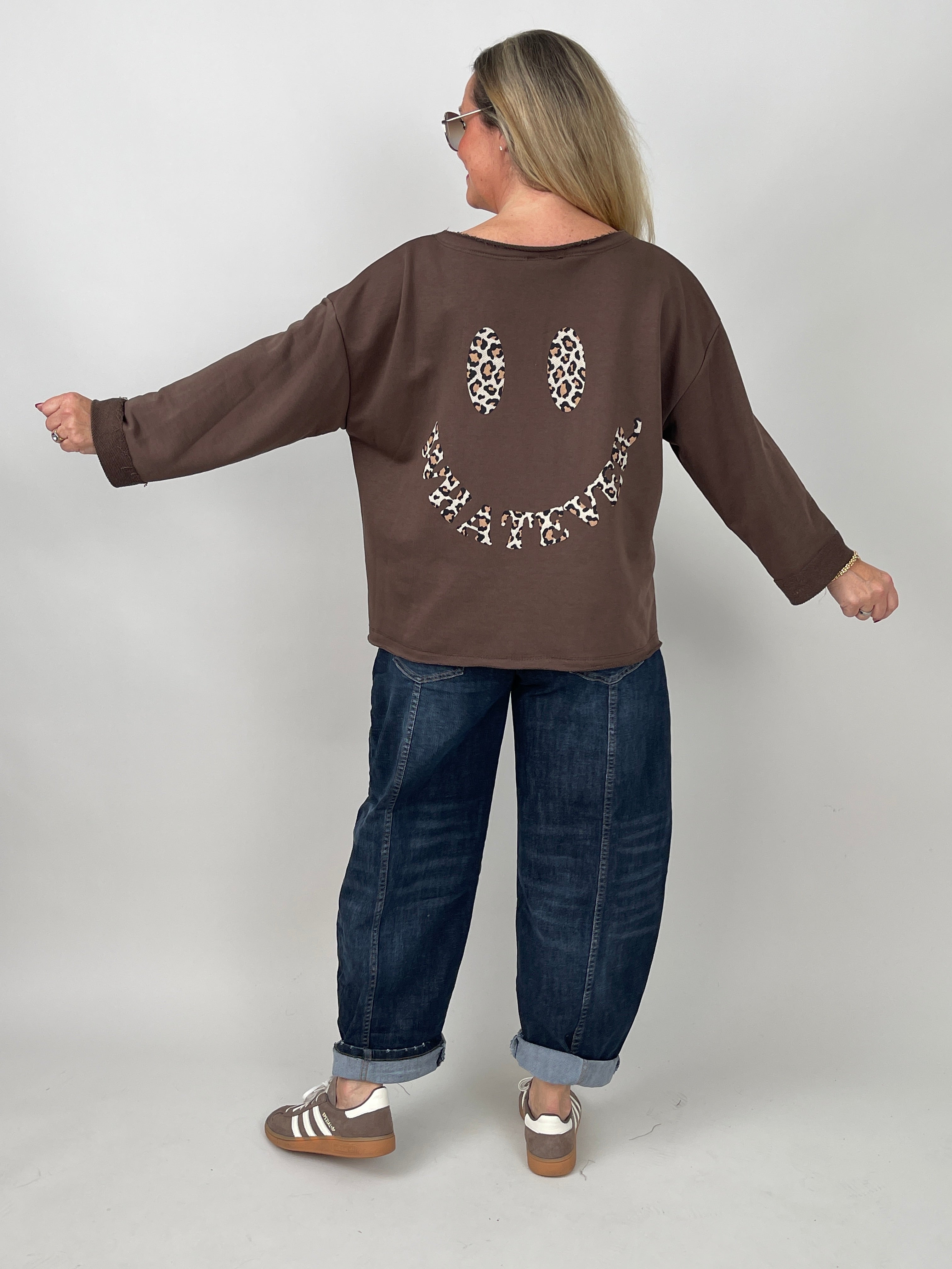 Sweatshirt Leo Smiley in Mokka