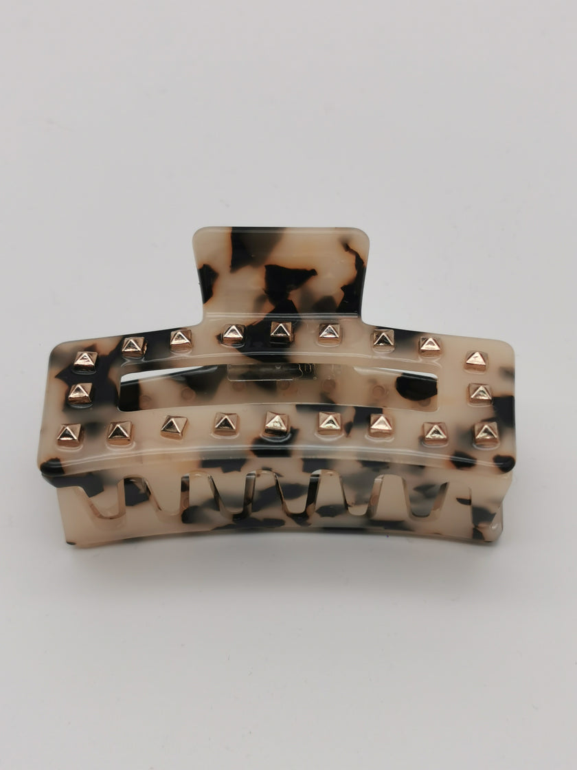 Haarklammer Muster in Beige mit Nieten Artikel 6408