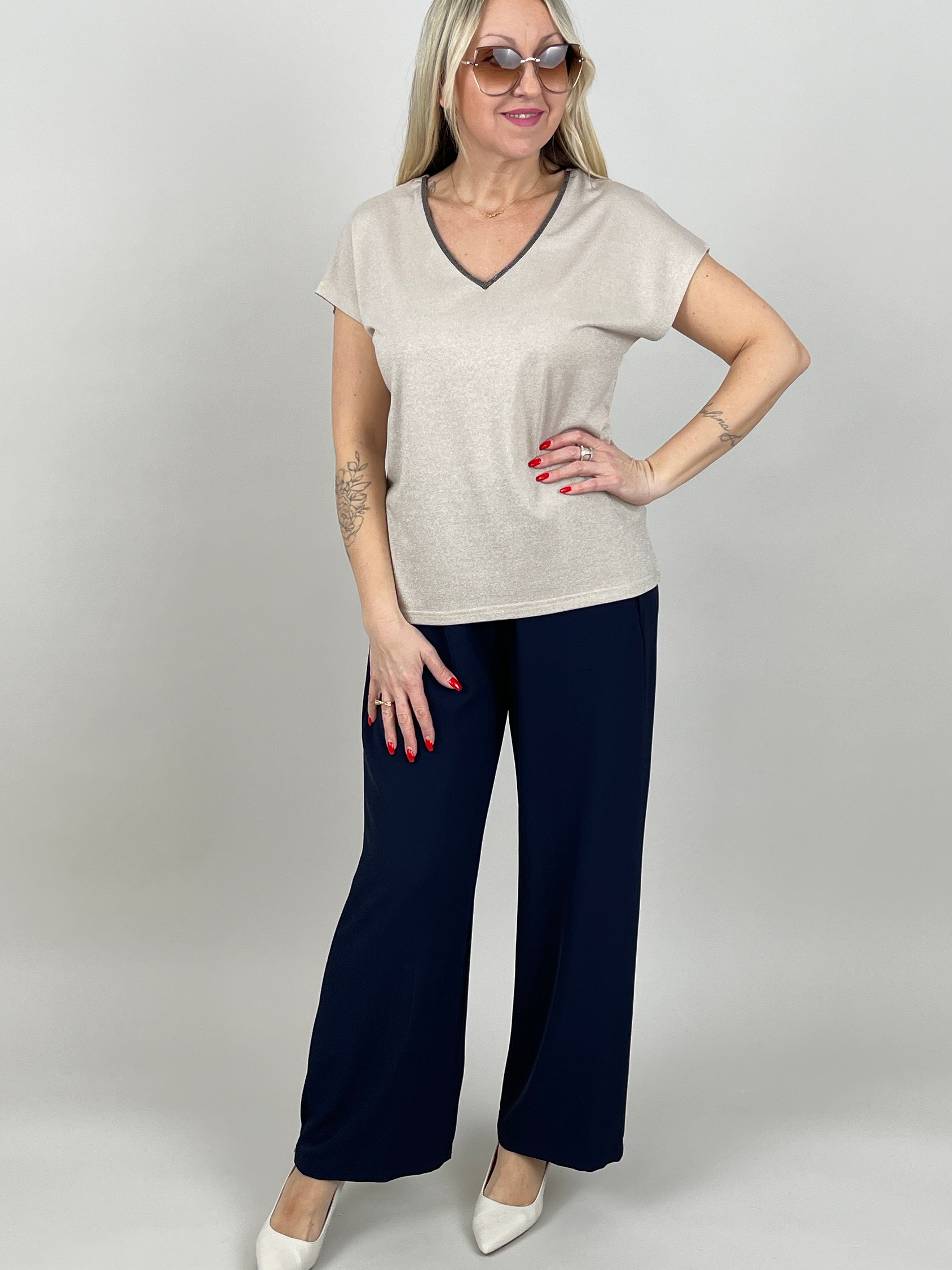 T-Shirt Glitzer in Beige