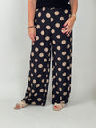 Marlenehose Punkte in Schwarz/Taupe
