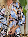 Kleid Pailletten-Details in Blau /Schwarz/Rosa