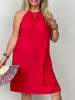 Neckholder-Kleid Kurz Kofferstoff in Rot