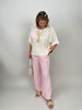 Strickhose Streifen in Rosa/Creme