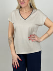 T-Shirt Glitzer in Beige