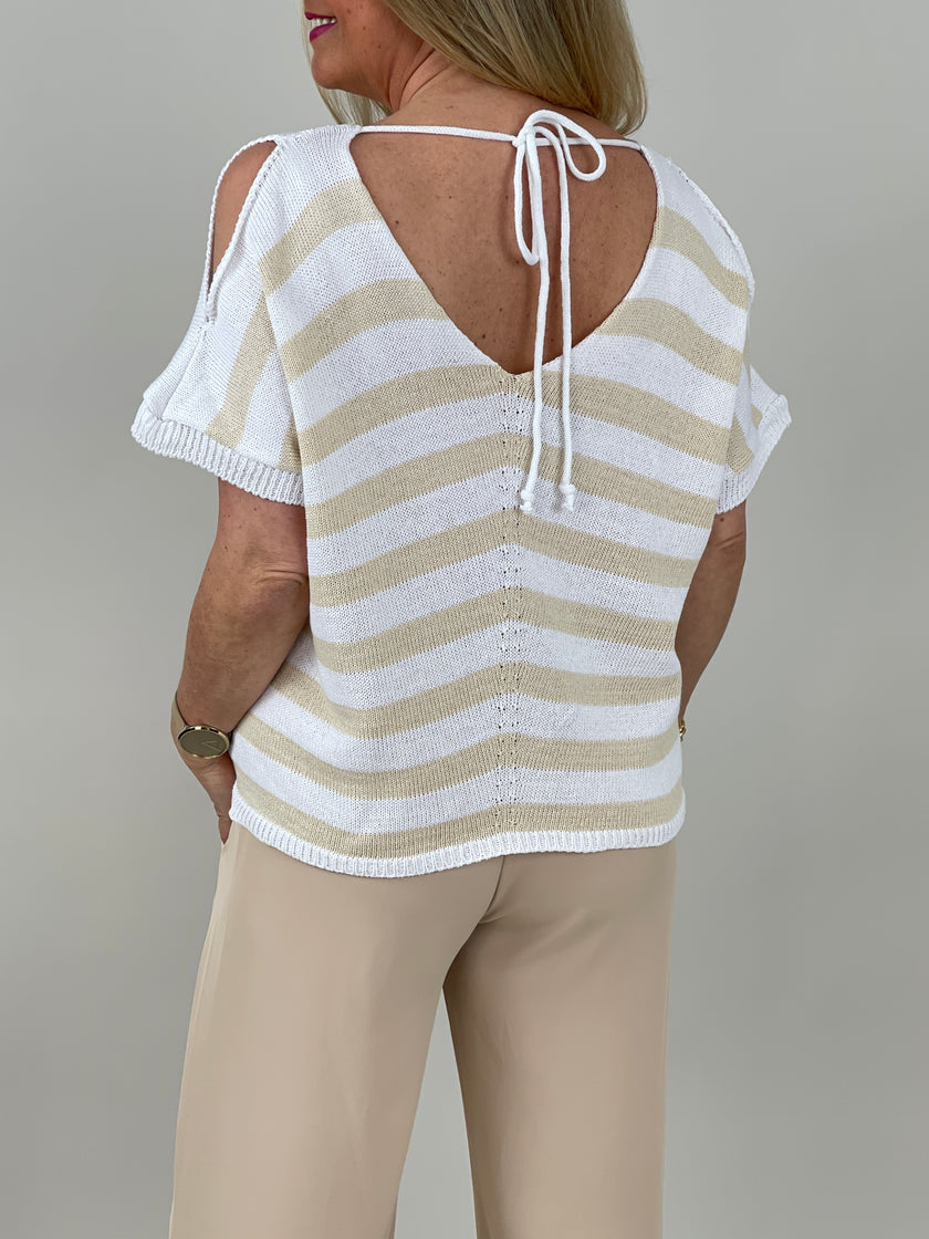 Leichter Strickpulli in Weiß/Beige