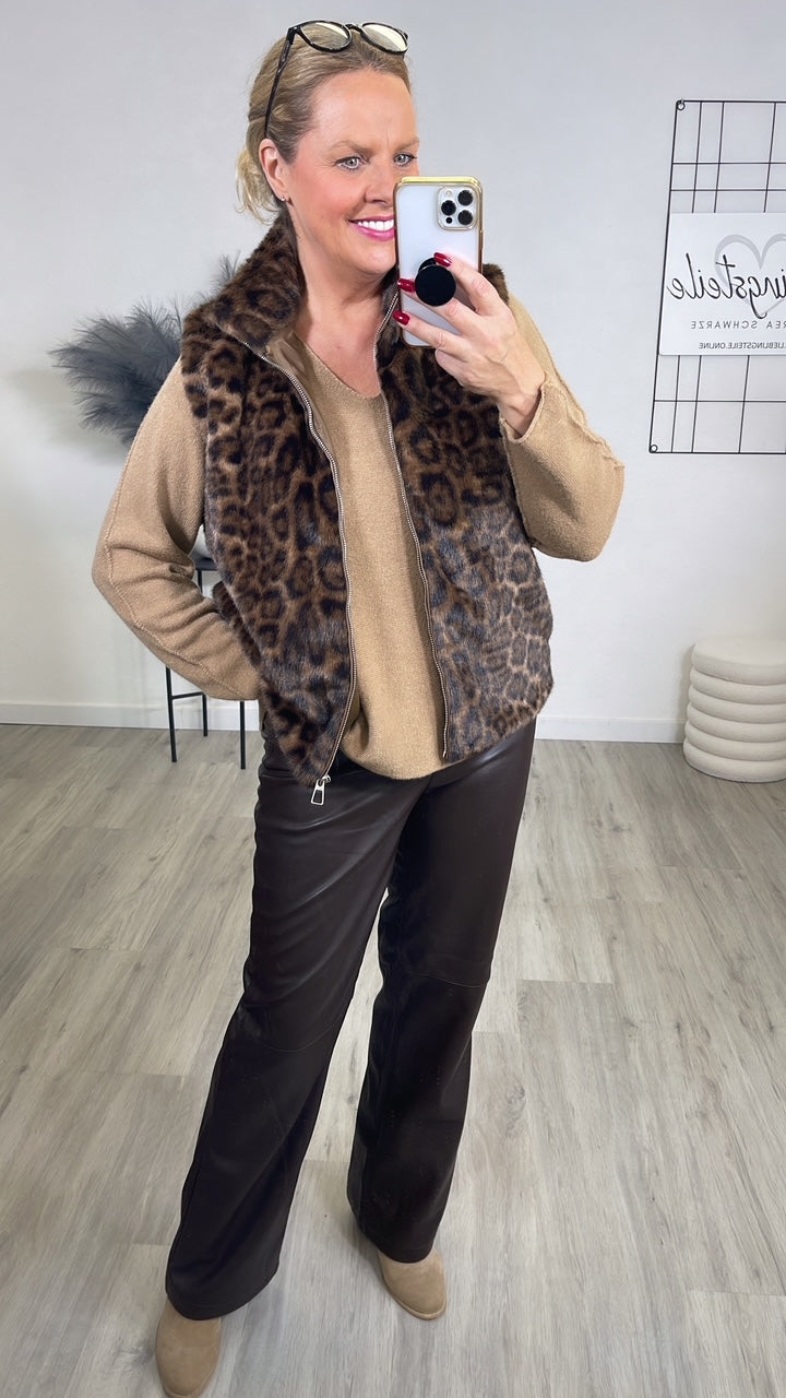 Weste Kunstpelz Leo/Dunkel Art. 6610