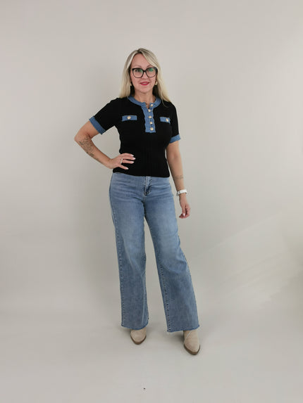Shirt Feinstrick Jeans-Details Art. 6321