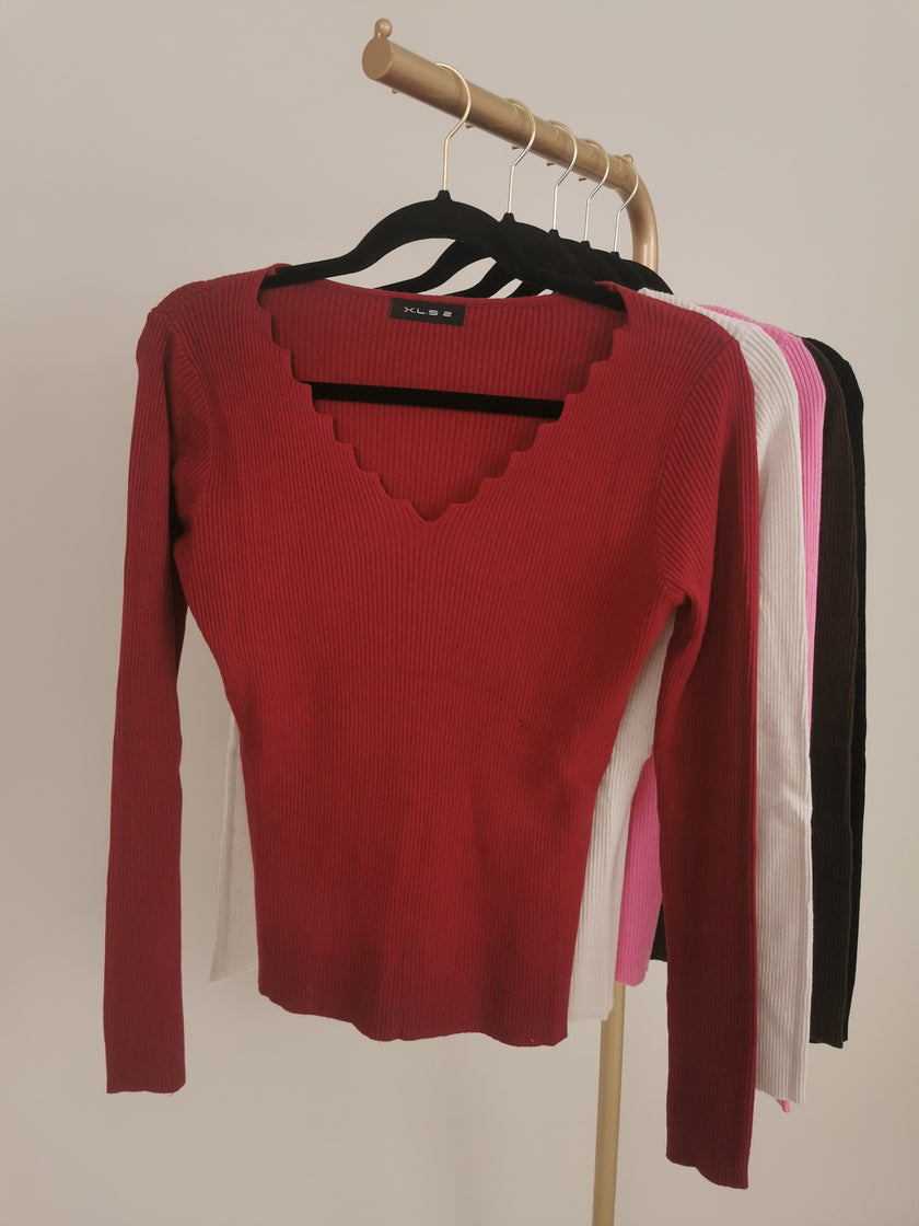 Pullover ZickZack gerippt in versch. Farben Art. 6294