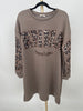 Sweatshirtkleid Copenhagen-Leoprint in Taupe