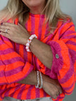 Pullover Streifen in Pink/Orange