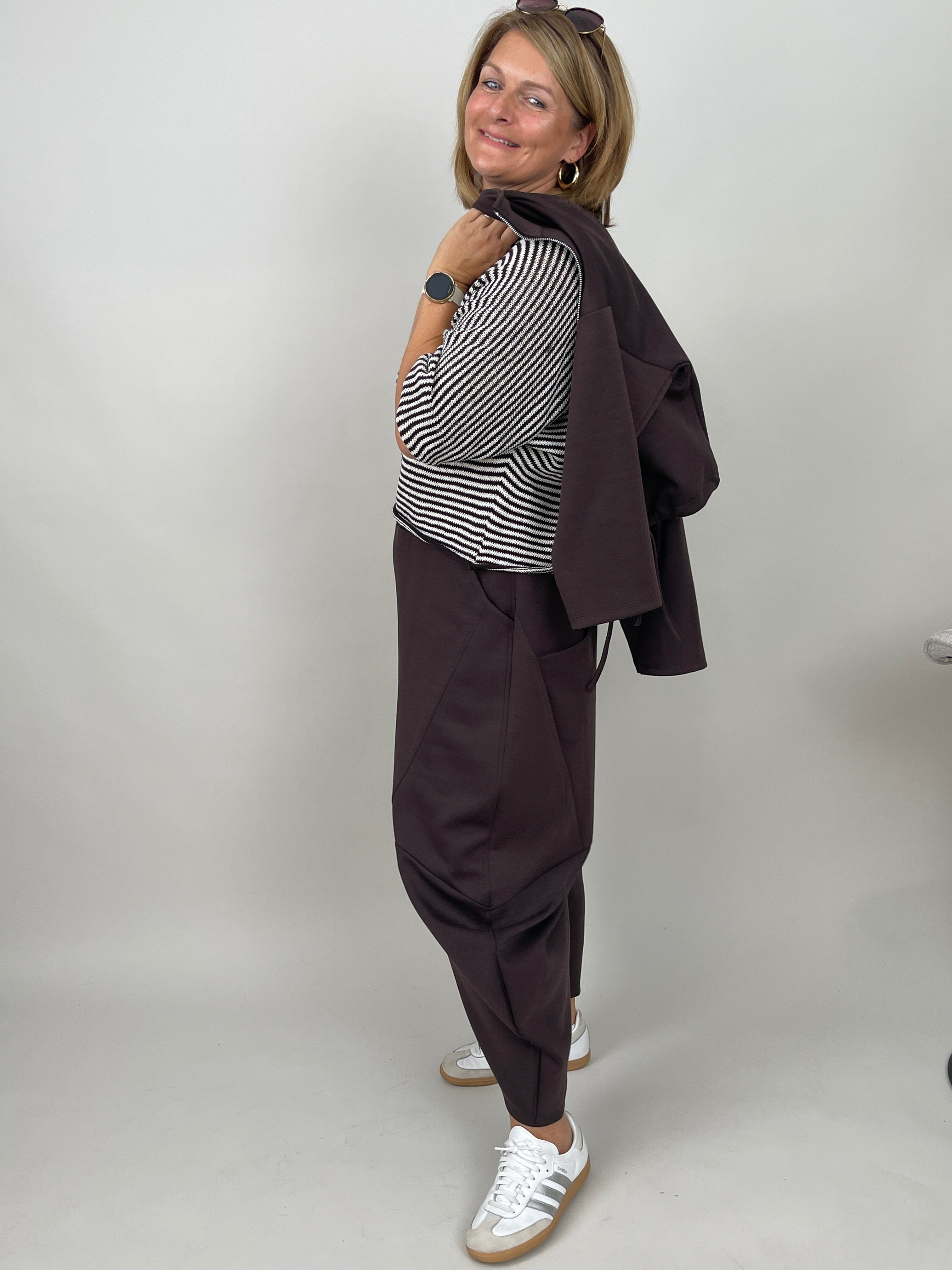 Sweatjacke in Mokka