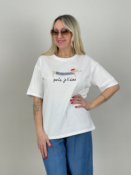 T-Shirt Dackel in Weiß