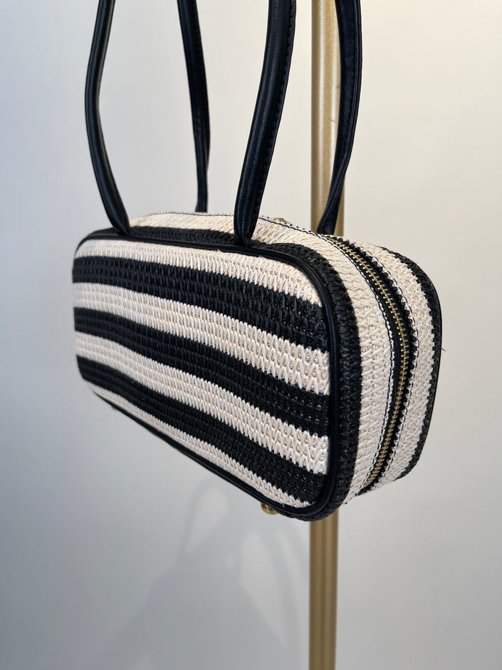 Tasche klein mit Streifen Schwarz/Creme