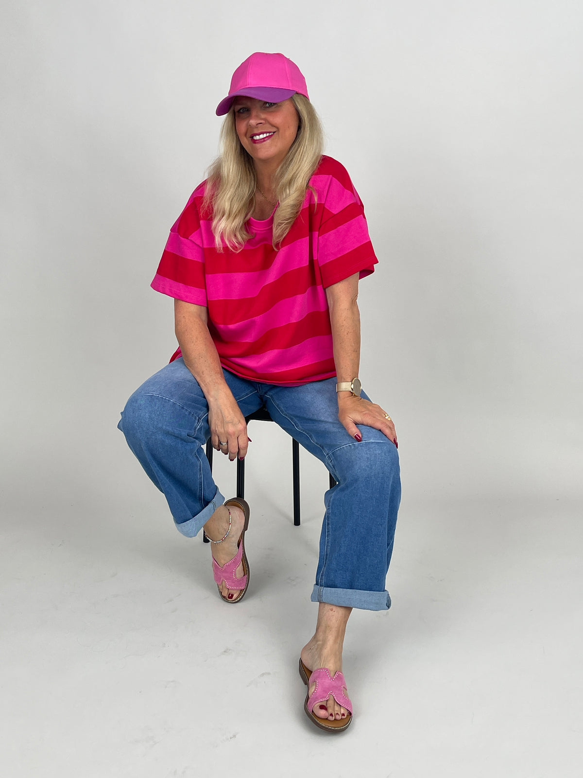 T-Shirt Streifen in Rot/Pink