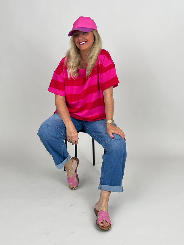 T-Shirt Streifen in Rot/Pink