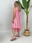 Kleid mit Kontrastnähten Streifen in Rosa/Pink