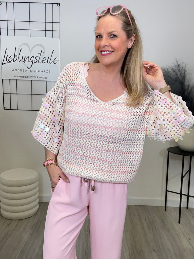 Pullover Bunt/Hell mit Pailletten Art. 6957