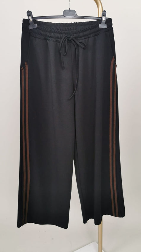Marlene Sweathose mit Streifen in Schwarz/Mokka