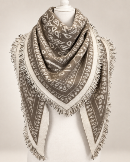 Schal mit Ornament-Muster in Taupe