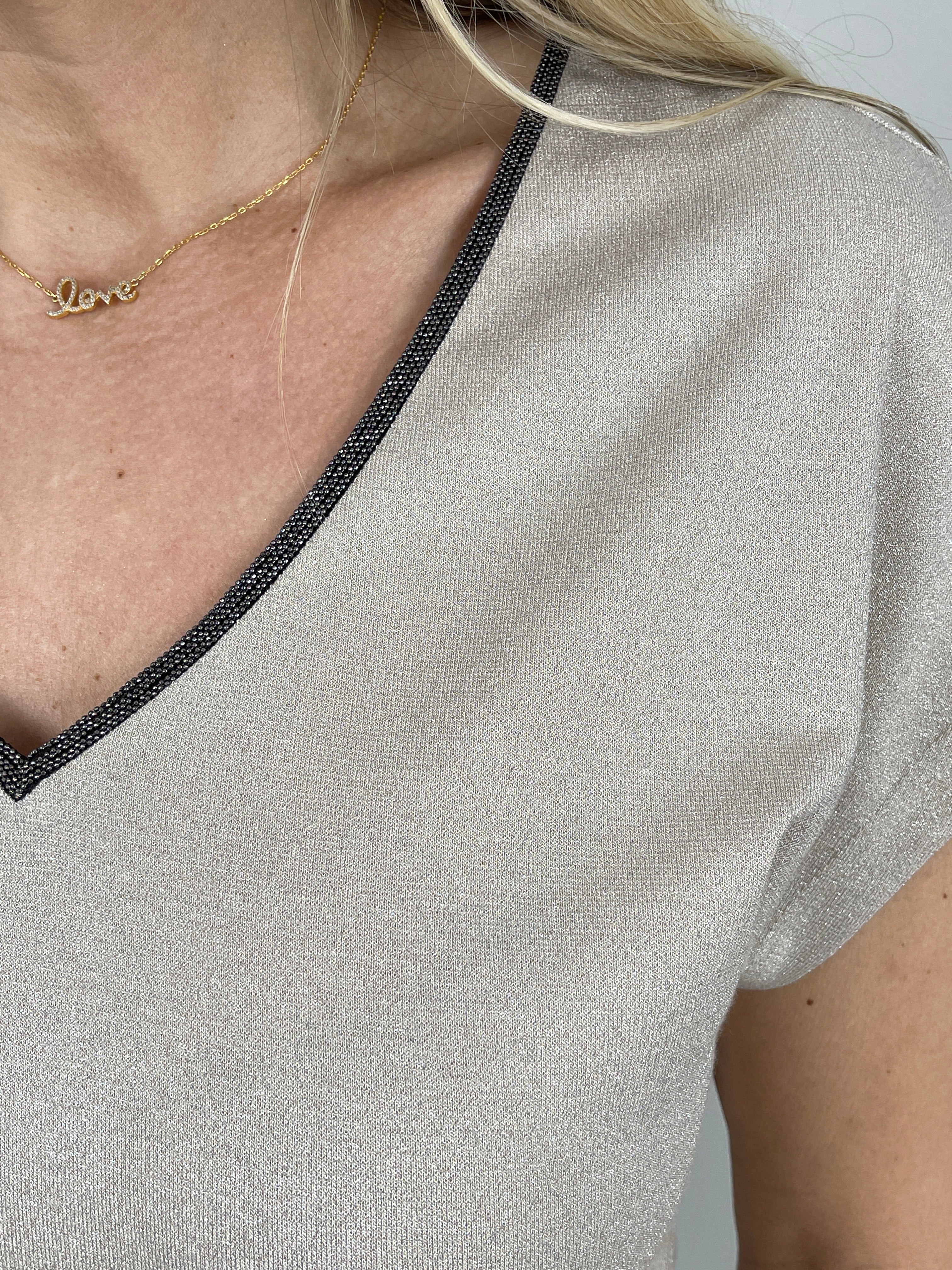 T-Shirt Glitzer in Beige