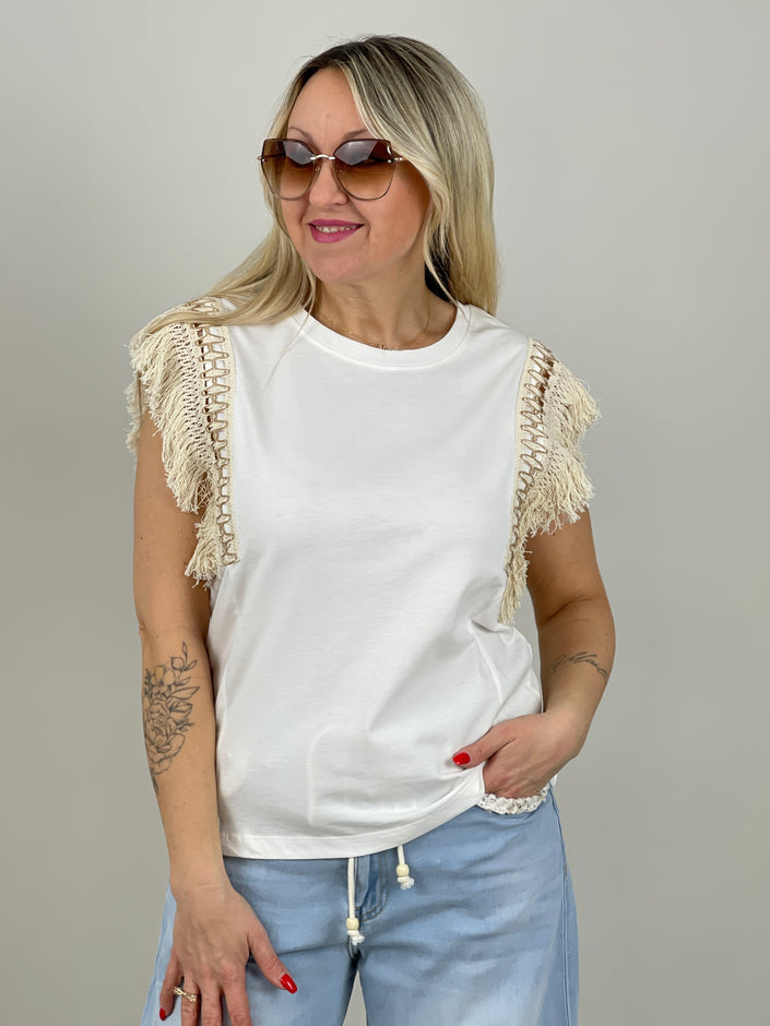 Top Boho in Weiß