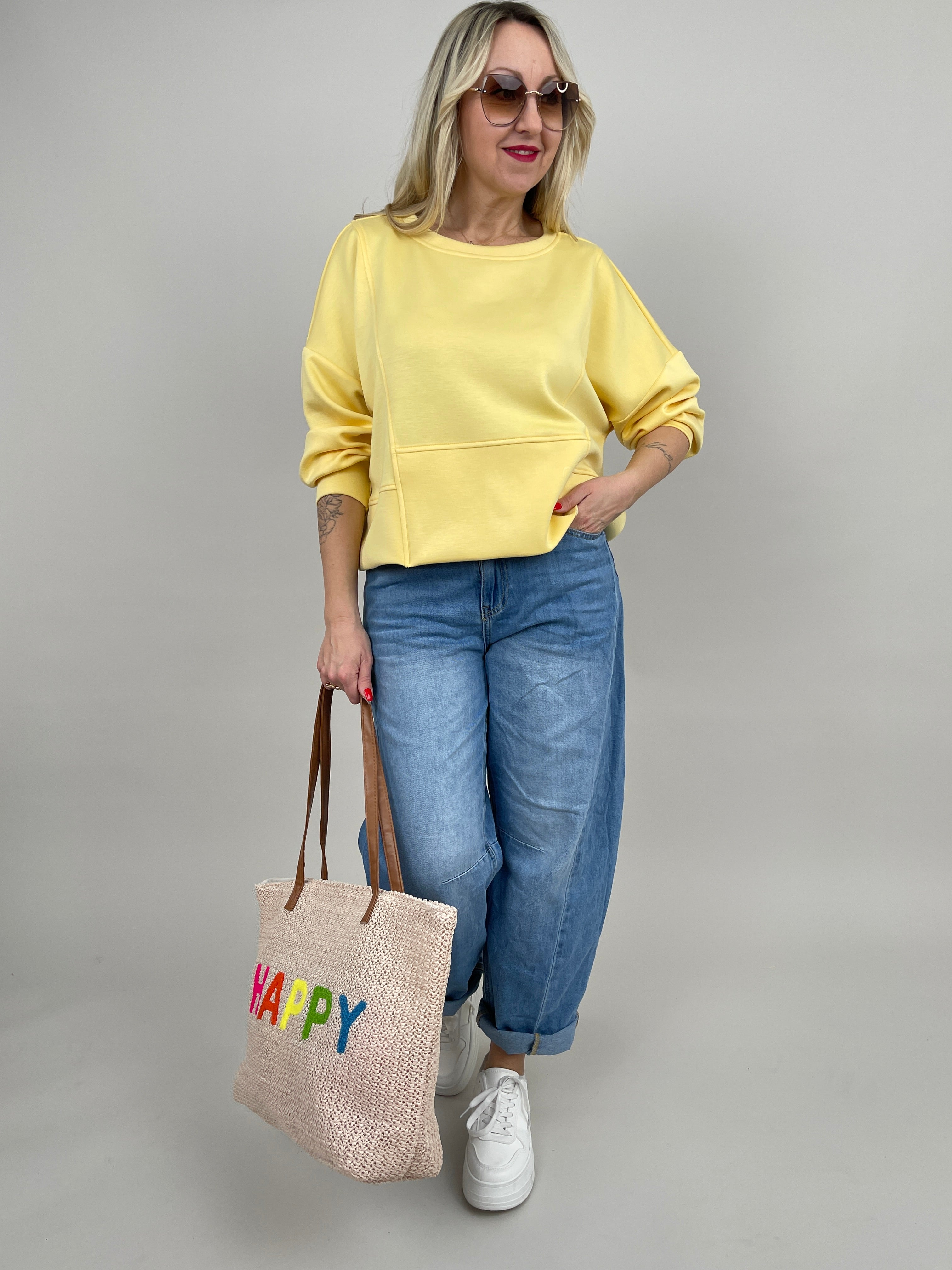 Sweatshirt Soft mit Knöpfen in Gelb Artikel 6797