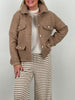 Bouclé-Jacke mit Schmuckknöpfen in Camel