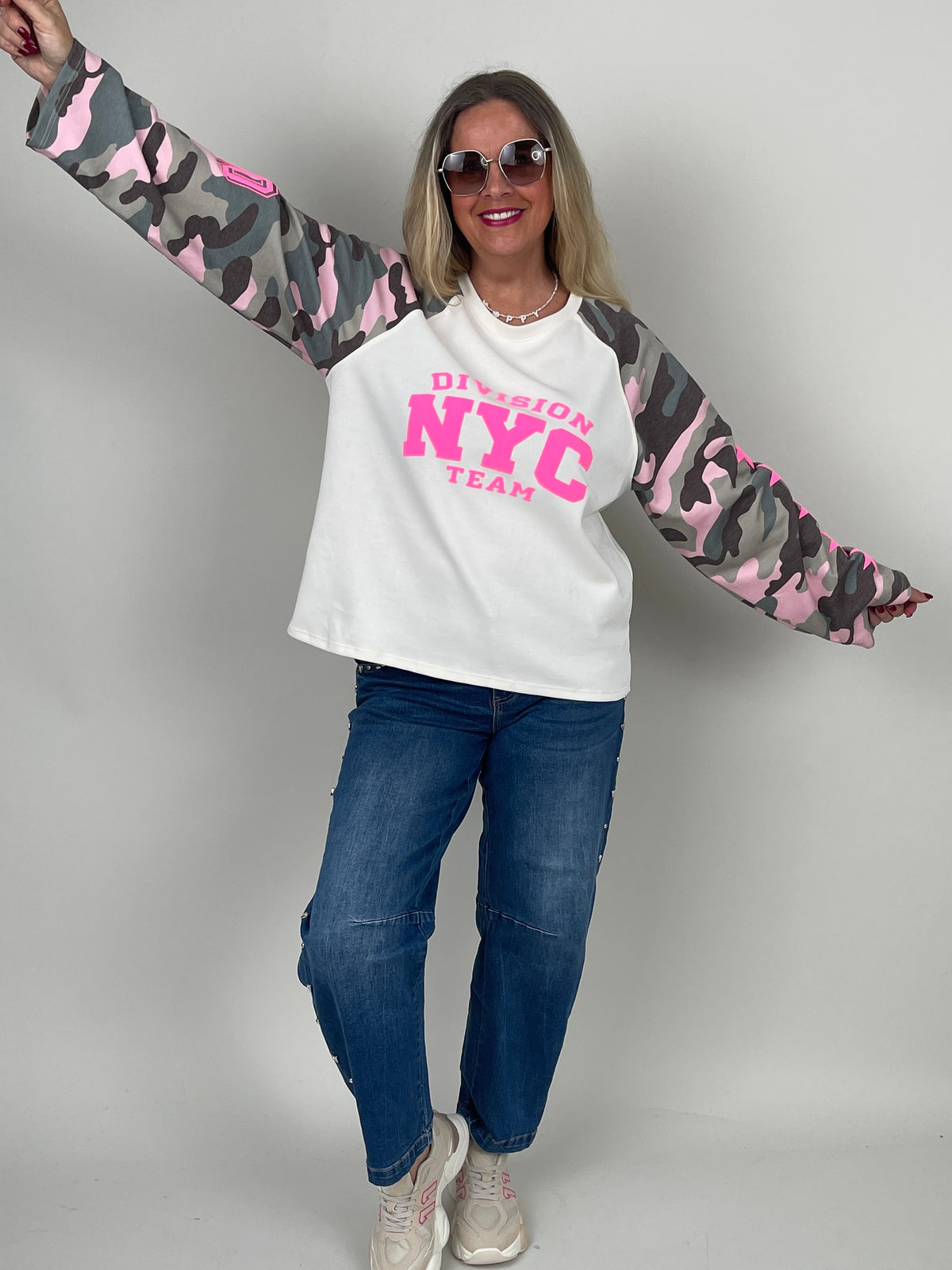 Sweatshirt Rosa Camouflage mit Pinken Sternen