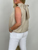 Blusentop Uni mit Schleife in Beige