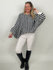 Pullover mit Fledermaus-Ärmeln Streifen in Schwarz/Creme