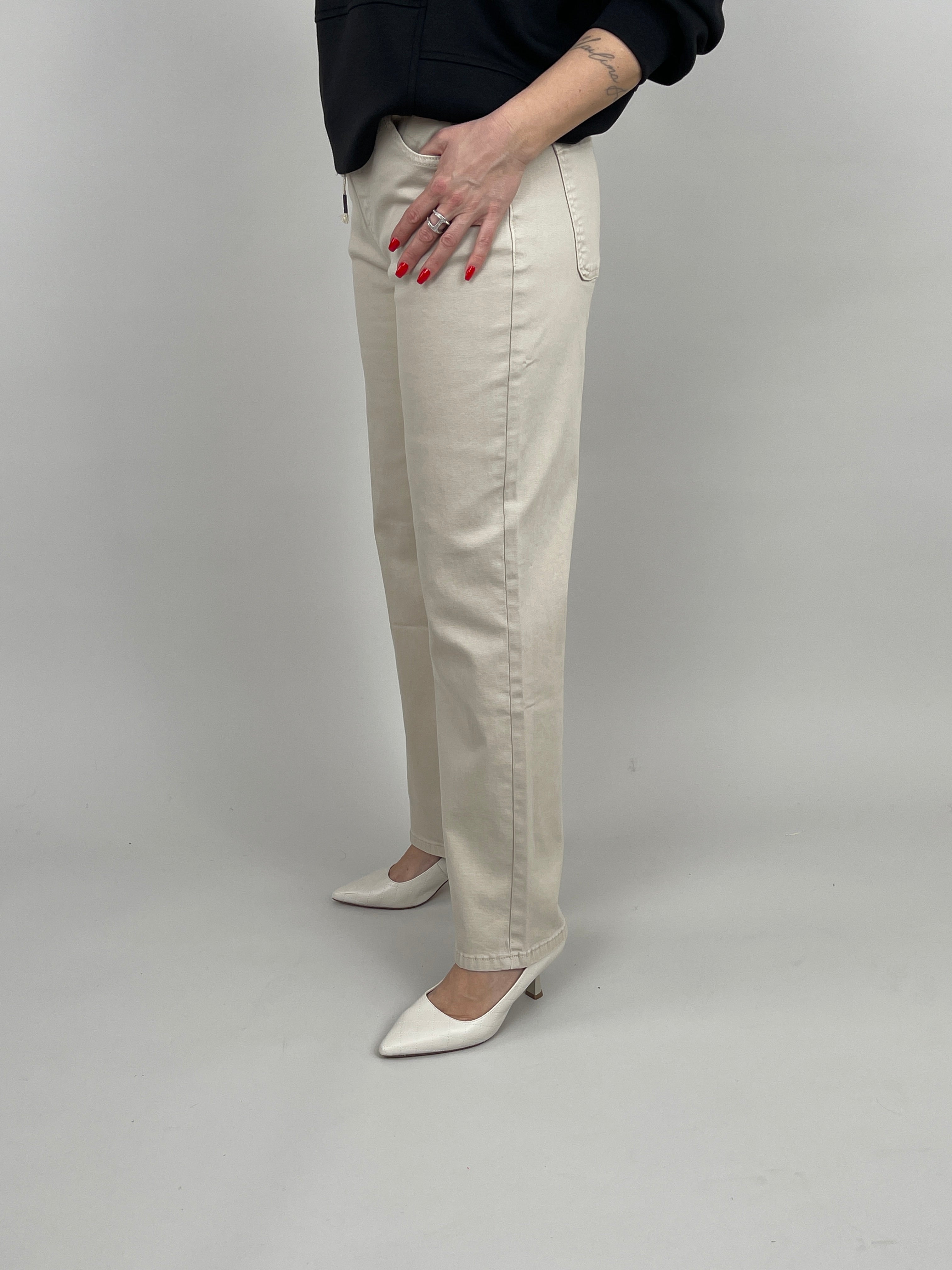 Jeans Wide Leg mit Stretchbund in Beige