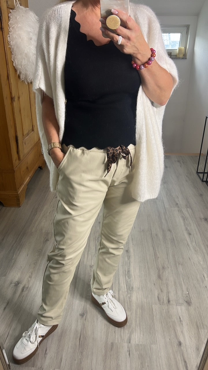 Jogpants Lederoptik Leokordel in Beige Artikel 6325
