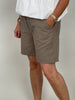 Bestickte Jeans-Shorts mit Blüten-Details in Taupe