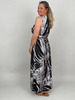 Maxikleid Kofferstoff Schwarz/Grau/Weiß
