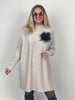 Pulloverkleid mit Stehkragen in Beige