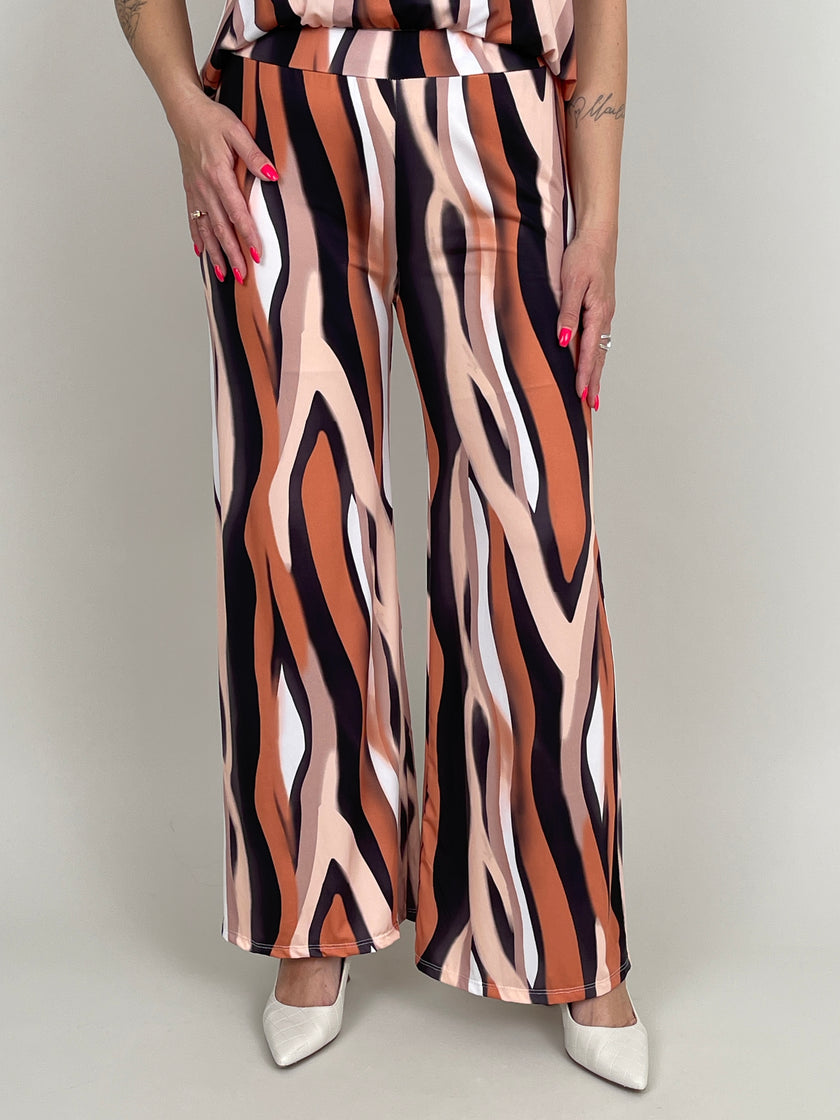 Marlene Hose Kofferstoff Wellen in Orange/Schwarz