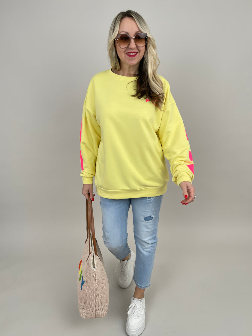 Sweatshirt mit Schriftzug in Gelb