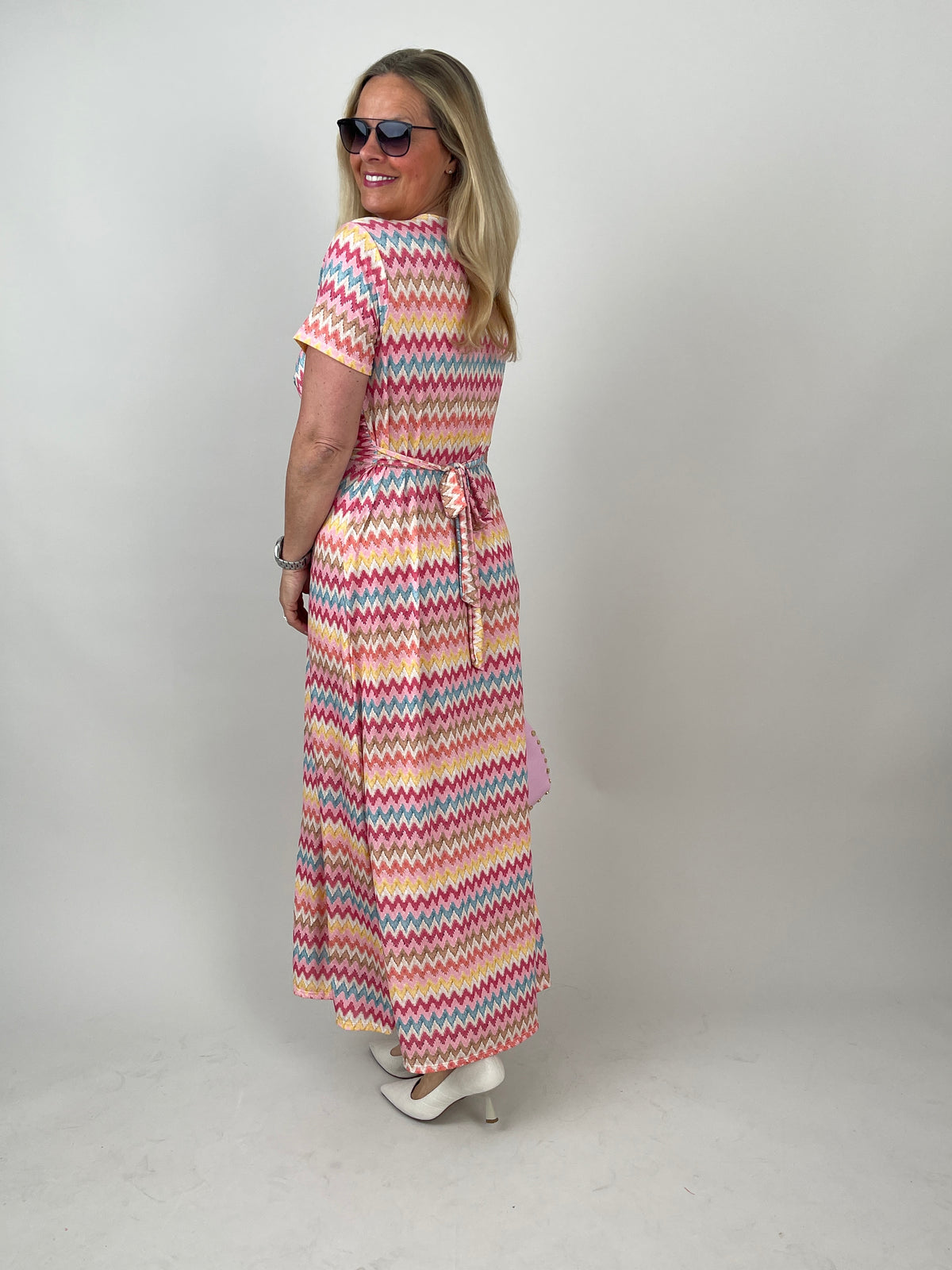 Kleid lang Kofferstoff ZickZack in bunten Farben