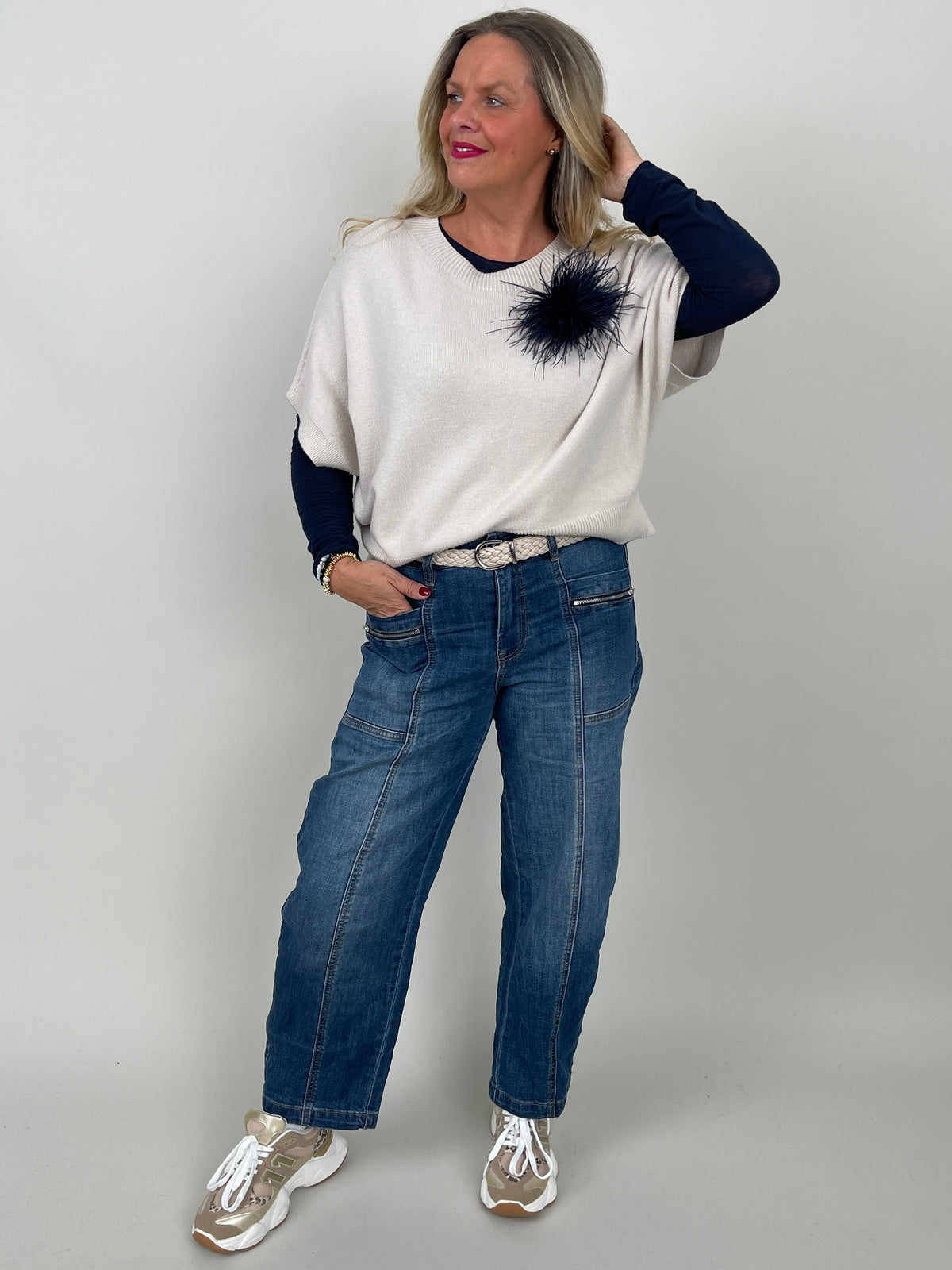 Jeans Barrel mit Zipper Details