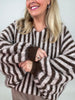 Pullover mit Fledermaus-Ärmeln Streifen in Taupe/Mokka
