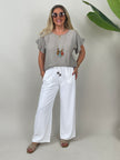 Blusenshirt mit Kette in Taupe