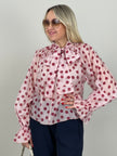 Bluse mit Punkten in Hellrosa/Rot